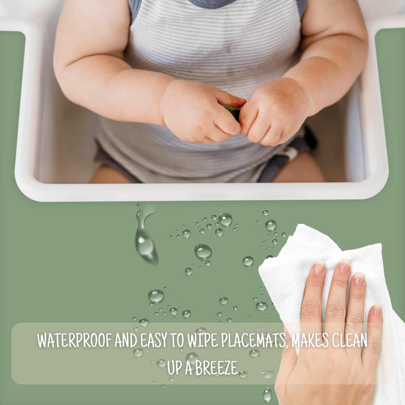 Mintlyfe High Chair Placemat for IKEA Antilop Baby High Chair, 2 Packs Stain Resistant Non-Slip Toddler Silicone High Chair Place Mats Eating Table Mat (Sage/Gray) - Image 4